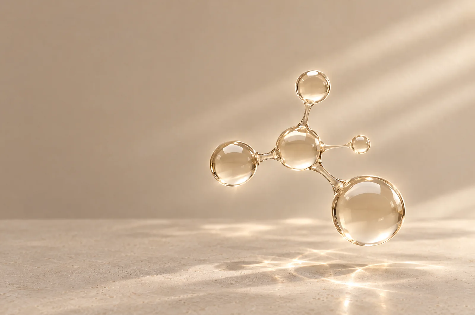 Símbolo molecular de vidrio champagne: concepto visual Dermatides